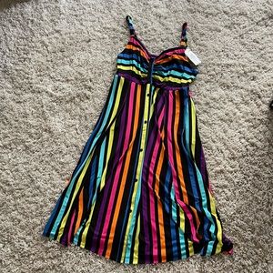 Torrid super soft midi multi color rainbow striped dress size 0